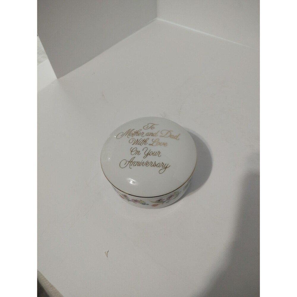 1985 VTG ENESCO "To Mom & Dad With Love On Your Anniversary" Trinket/Jewelry Box